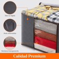 thumbnail image 4 of 10 Piezas 60L Cajas Almacenaje Ropa, Bolsa almacenamiento ropa, Organizador Armario Plegable, Cajas Mudanza, Bolsas con Asa Reforzada para Guardar Ropa, Mantas, Edredones, Gris, 4 of 7