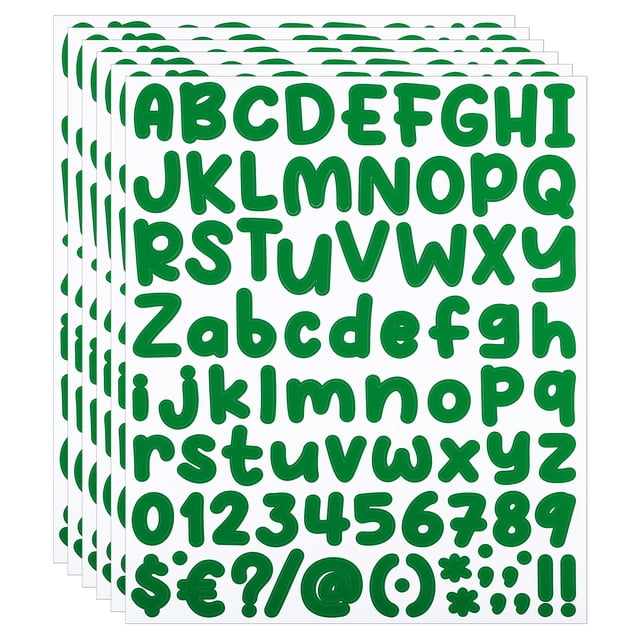 Uxcell Letras y Números de Alfabeto Stickers, 6 Hojas de Calcomanías Autoadhesivas, Verde Oscuro