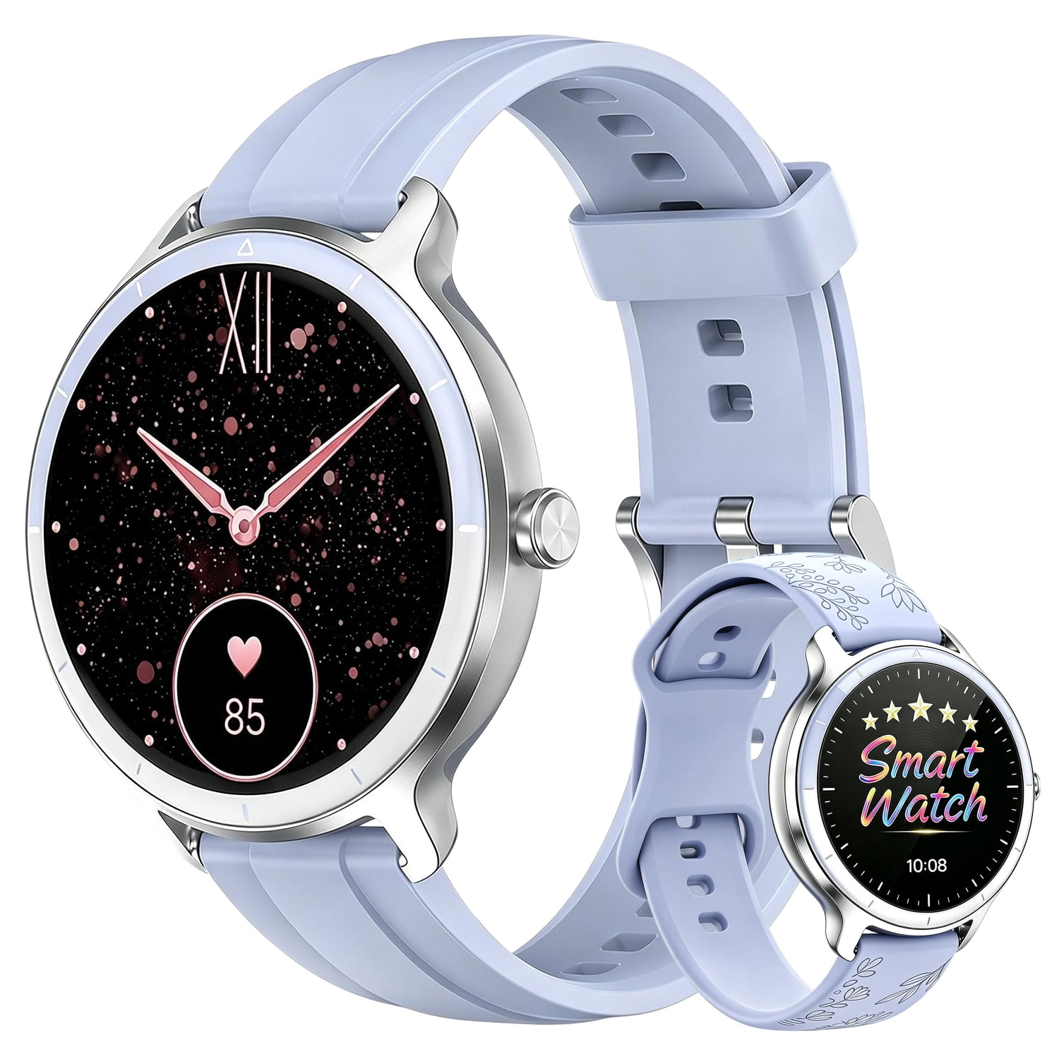 ST-CARE 1.27" HD Women Smart Watch, Fitness Tracker, Bluetooth Call, AI Voice, IP68 Waterproof, 100+ Sports Modes, Dual Straps, for Android & iPhone, Blue