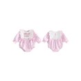 thumbnail image 2 of Cenuakty Girls Half Birthday Romper Embroidery Long Sleeve Striped Jumpsuit, 2 of 9