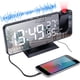 thumbnail image 1 of ZHAOCHENG Radio Despertador con Proyección en el Techo, Radio Despertador con Proyector de 180°, Reloj Digital con Pantalla de Espejo LED de 7"Puerto de Carga USB Función de repetición Reloj Digital c, 1 of 5