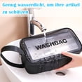 thumbnail image 4 of Bewildely Bolsa de cosméticos de PU de 2 uds con gran capacidad, separación en seco y húmedo, multifuncional, gran apertura gruesa Juegos de accesorios de baño, 4 of 6
