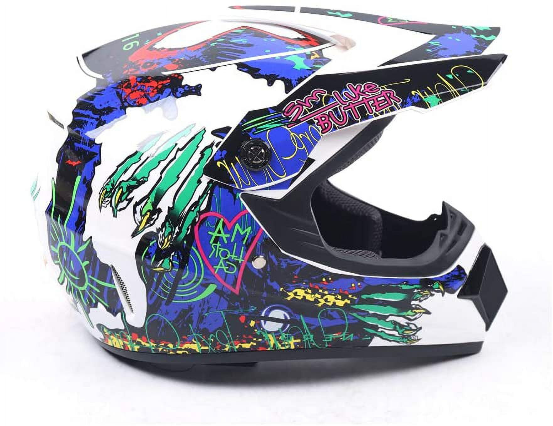 Wuzstar Youth,Kids Motocross Offroad Helmet Gloves Goggles DOT Motocross Off-Road Racing ATV Dirt Bike Protector, 2, L Size