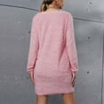 thumbnail image 5 of Sentmoon Casual Fall Dress Long Sleeve Crew Neck Dress for Wedding Guest Warm Solid Color Loose Stretchy Plus Size Boho Dresses for Women 2025 Delightful for Casual Winter Stroll S, 5 of 9