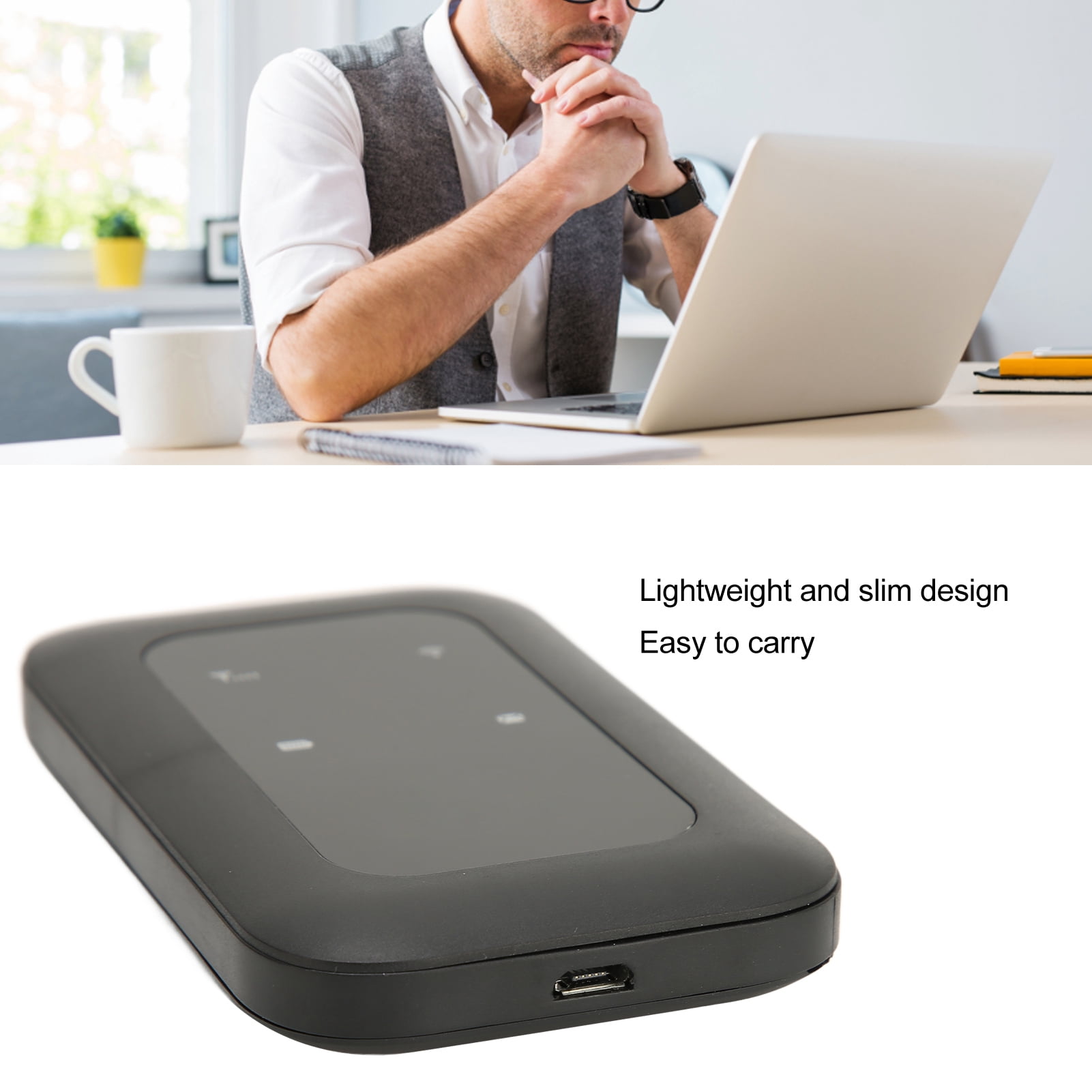 Portable 4G LTE Mobile WiFi Hotspot, Wireless Internet Router Devices with SIM Card Slot, LED Smart Display, Mini Pocket WiFi Router, 150Mbps, for Car Outdoor Travel