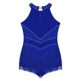 thumbnail image 5 of Alvivi Kids Girls Rhinestone Tassel Latin Ballet Leotard Dance Dress Figure Ice Skating Dresses Blue 6, 5 of 6