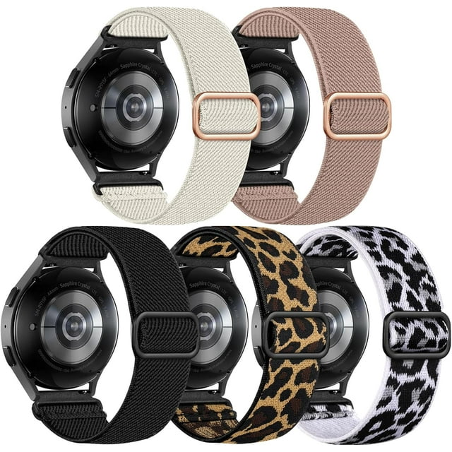 KOMI Compatible avec Bracelets de Montre 20mm 22mm à Dégagement Rapide, Bracelet de Remplacement, Sangles Réglables en Nylon Extensible, Boucle Solo Tressée en Tissu, Bandes Élastiques de Sport pour Hommes et Femmes, Lot de 5