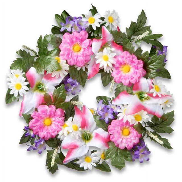 National Tree RAS-44198-1 18 in. Decorated Wreaths with Tiger Lilies & Daisies