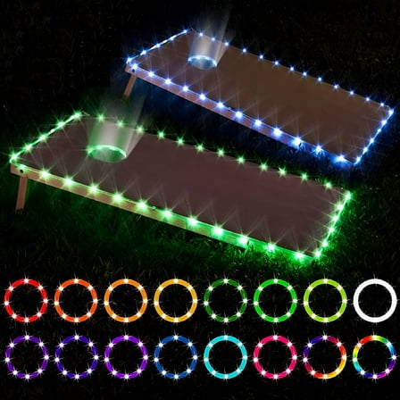 BESTSKY LED Cornhole Lights Remote Control Cornhole Board Edge and Ring LED Lights 16 Color Change by Yourself,a Great Addition for Playing Bean Bag Toss Cornhole Game