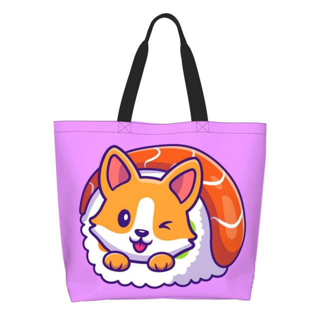 Disketp Corgi In Sushi Roll Bolsa Tote Estampada para Mujer, Bolso de Hombro y de Mano para Compras y Viajes