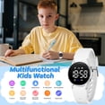 thumbnail image 3 of Kids Watch Waterproof Digital Watch for Boys Girls with Pedometer, Calories, Dual Alarms, Stopwatch, Calendar, Soft Silicone Band Fitness Watch for Kids, 3 of 9