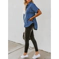 thumbnail image 3 of QWZNDZGR Womens Button Down Shirts V Neck Loose Casual Shirt, 3 of 5