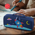 thumbnail image 4 of Alder Cute Space Cat Pencil Case- Pen Holder Box With Pouch Bag Stationery Organizer - Navy, 4 of 7