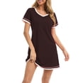 thumbnail image 2 of Jxximdong Nightgowns for Women Summer Casual Cozy Round Neck Loose Short Sleeved Multicolor Nightdress Coffee Loungewear XL, 2 of 7