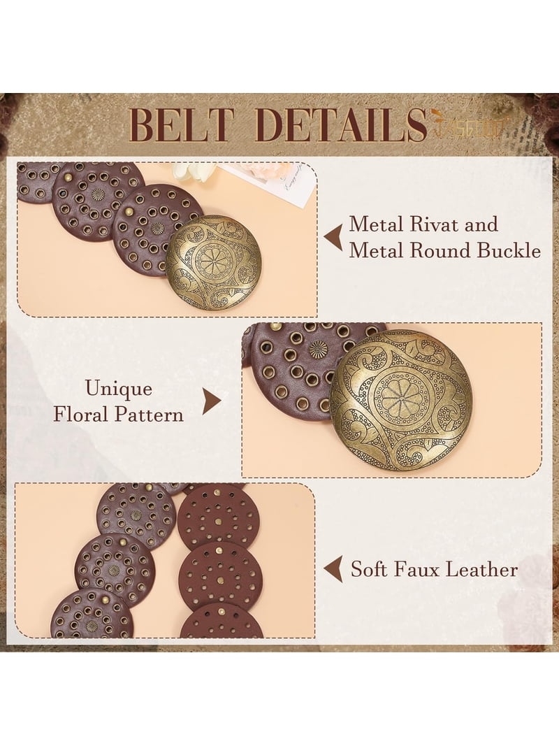 Western Belts for Women Wide Hollow Disc Leather Belt  display picture 2