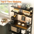 thumbnail image 5 of Bakers Rack with Power Outlet, Microwave Stand, 5 Tiers Coffee Bar Station with Led Lights, Kitchen Storage Shelf with 6 S-Shaped Hooks, Kitchen Rack Coffee Bar Stand, 5 of 14