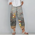 thumbnail image 2 of Tiweut Women Capris Pants Wide Leg Summer Beach Elastic Waist Floral Print Baggy Lady Trousers, 2 of 4