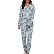 Joyshaper Womens Cotton Pajama Set Long Sleeve Joggers Pants with Pockets Loungewear(Camo-L)