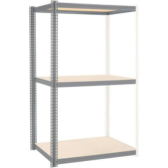 Global Industrial UABD24486W3 3 Shelf Heavy Duty Boltless Shelving Add On - Wood Deck, Gray - 48 x 24 x 60 in.