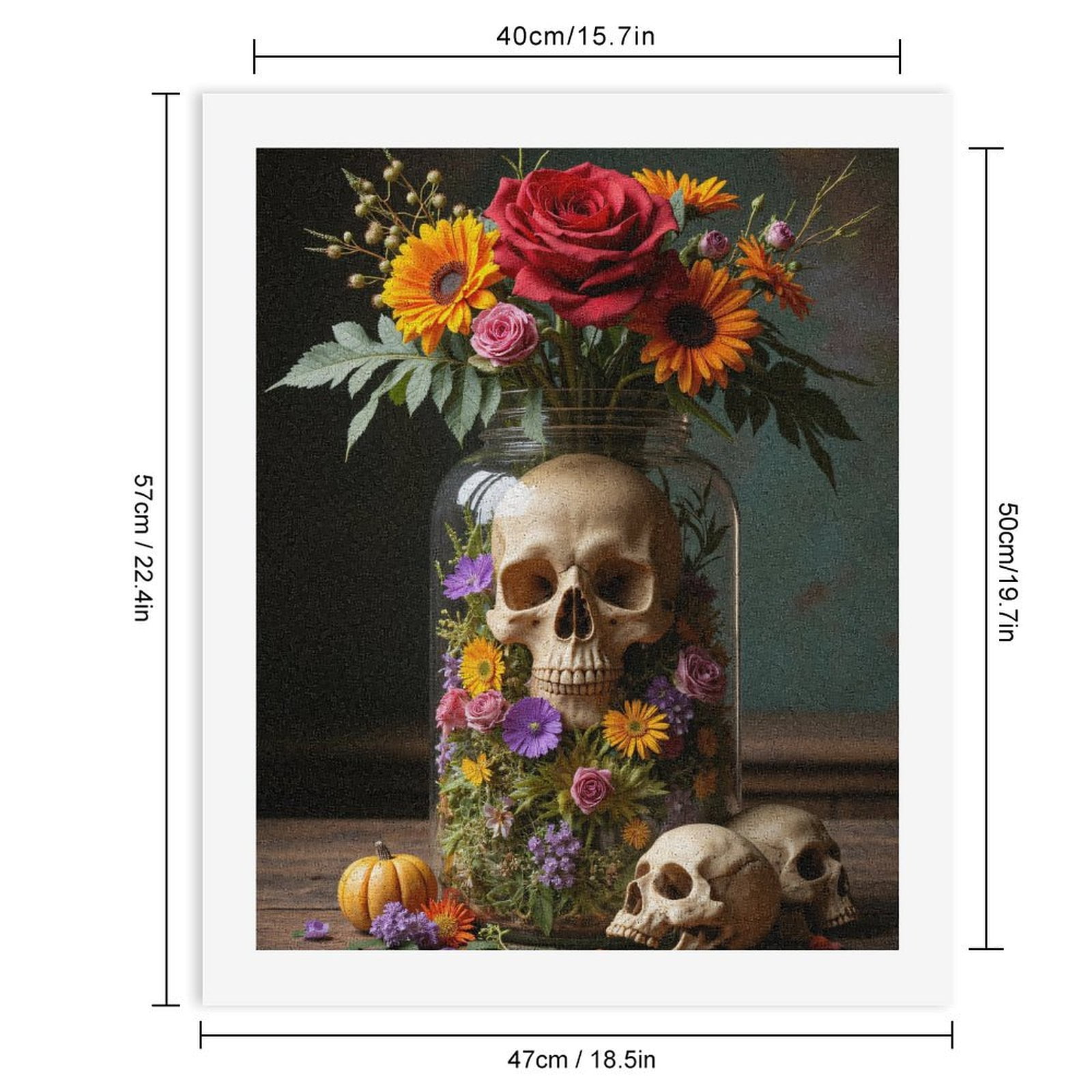 Paint by Numbers Kit for Adults, Floral Arrangement With Skulls Paint by Numbers, Easy Paint by Numbers Kit for Adults Beginner, DIY Adult Paint by Number Kits on Canvas, Home Decor
