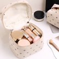 thumbnail image 4 of Bolsa de maquillaje de pana con estampado de corazón, bolsa de cosméticos portátil con cremallera, bolsa de maquillaje, organizador de artículos de tocador para mujeres y niñas., 4 of 8