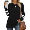 thumbnail image 3 of Womens Long Sleeve Tops Crewneck Sweatshirts Casual Color Block Tunic Tops Pullover, 3 of 7