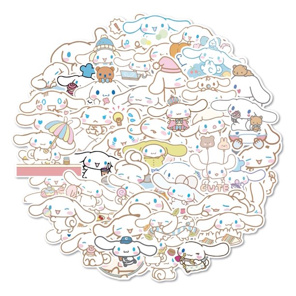 Paquete de pegatinas de Cinnamoroll, funda de teléfono de dibujos animados, pegatinas de Anime impermeables, piel bonita para ordenador portátil, pegatinas Kawaii Sanrio, 50 Uds.