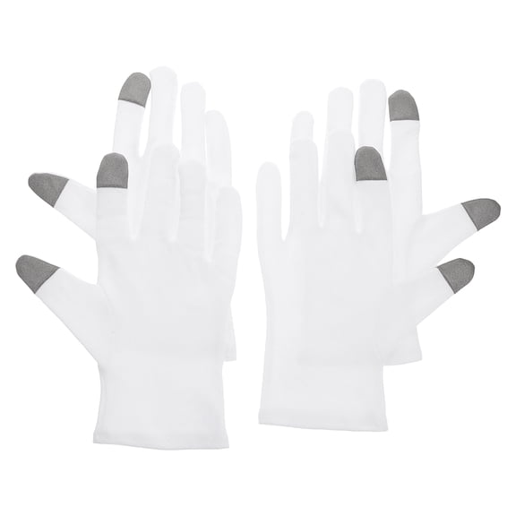 Masteelf White Cotton and Spandex Moisturizing Gloves for Sleep with Builtin Lotion and Touchscreen Function 2 Pairs