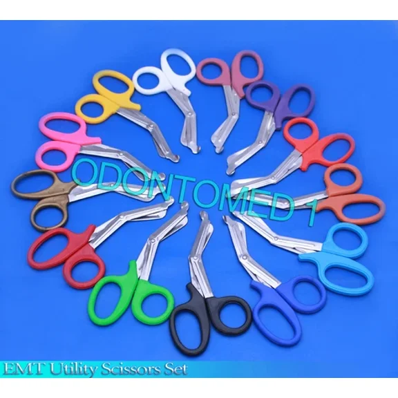 3 Pcs(Red&Neon Orange&Blue ) Utility Bandage Trauma Emt Ems Shear Scissors 7.25"