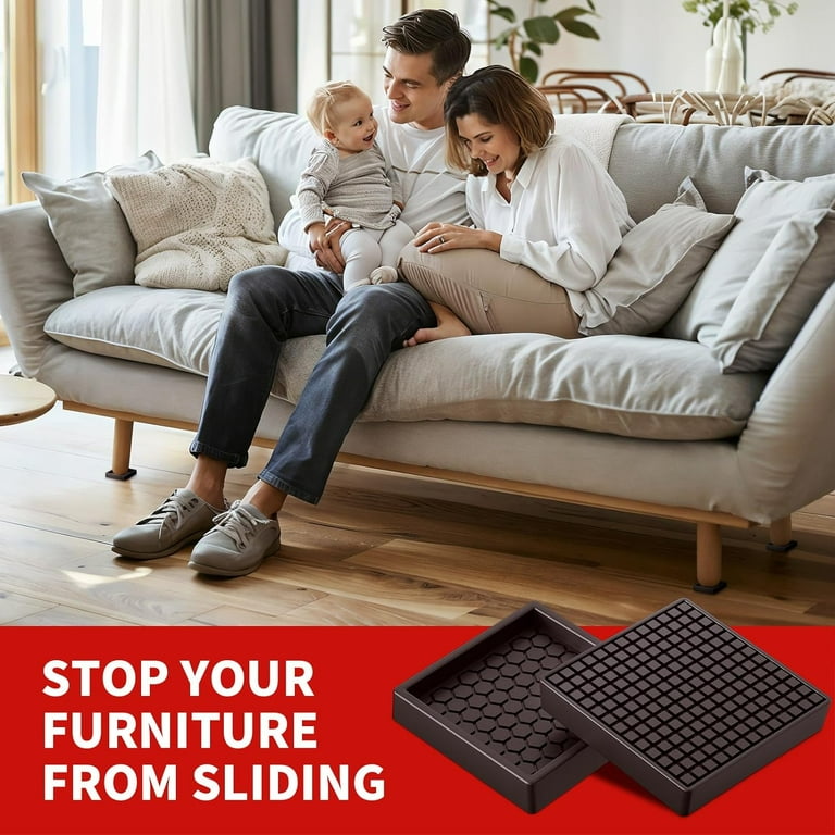 2.5 Square Rubber Anti Slip Furniture Pads for Hardwoods Floors 8 Pcs Non Slip Furniture Coasters Furniture Leg Floor Protectors Caster Cups Sofa