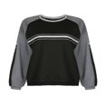 thumbnail image 3 of Femmes Sweat-Shirt à Manches Longues Col Rayé Casual Ample Pull-Over Tops, 3 of 9