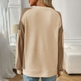 thumbnail image 5 of Lenpel Sweatshirt for Women Crewneck Long Sleeve Asymmetrical Hem Color Block Textured Pullover Sweatshirts Loose Casual Sweater Tops(Khaki,Medium), 5 of 5