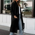 thumbnail image 5 of Dyfzdhu Wool Coats for Women Elegant Slim Fit Long Sleeve Long Trench Coat Open Front Warm Jacket Black, 5 of 9