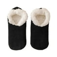 thumbnail image 3 of Women's Winter Thick Crew Socks, Plush Lamb's Wool Thermal Slipper Socks with Non-Slip Grips, Cozy House Socks for Indoor Use, Warm Couple's Matching Floor Socks, Short Ankle Warmers - Black, 3 of 4