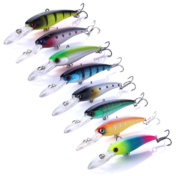 HENGJIA Minnow Bass Fishing Lures, Jerkbait Lure Set Hard Baits Crankbait for Catfish Trout Walleye Fishing Bait 8Pcs/kit, 3.54in/0.29oz