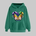 thumbnail image 2 of VBTAPA Womens 2025 Mardi Gras Hoodie Carnival Mask Print Long Sleeve Drawstring Hooded Sweatshirt Trendy Casual Pullover Hoodies Gifts for Teen Girls Army Green XXL, 2 of 6