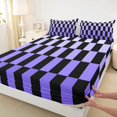 thumbnail image 3 of Castle Fairy Teens Geometric Rectangle 4 Pieces Queen Sheet Sets,Gradient Plaid Ultra Soft Flat Sheet,Mid Century Queen Fitted Sheet,Lightweight Room Decor, 3 of 7