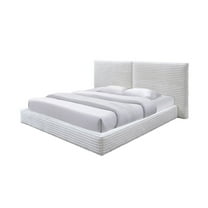 Omax Decor Lucia Fabric Upholstered Platform King Bed in White