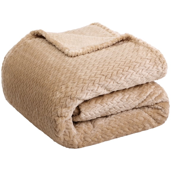 Unique Bargains 280GSM Flannel Fleece Throw Bed Blanket, 59" x 78", Taupe