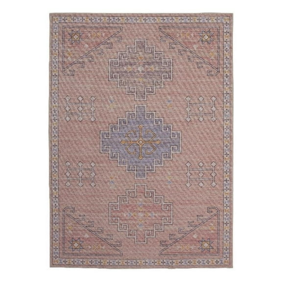 Linon Dillon Emmie Pink and Blue 3' X 5' Accent Rug