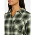 thumbnail image 4 of Time and Tru Women's Cropped Flannel Shirt with Long Sleeves, Sizes XS-XXXL, 4 of 5