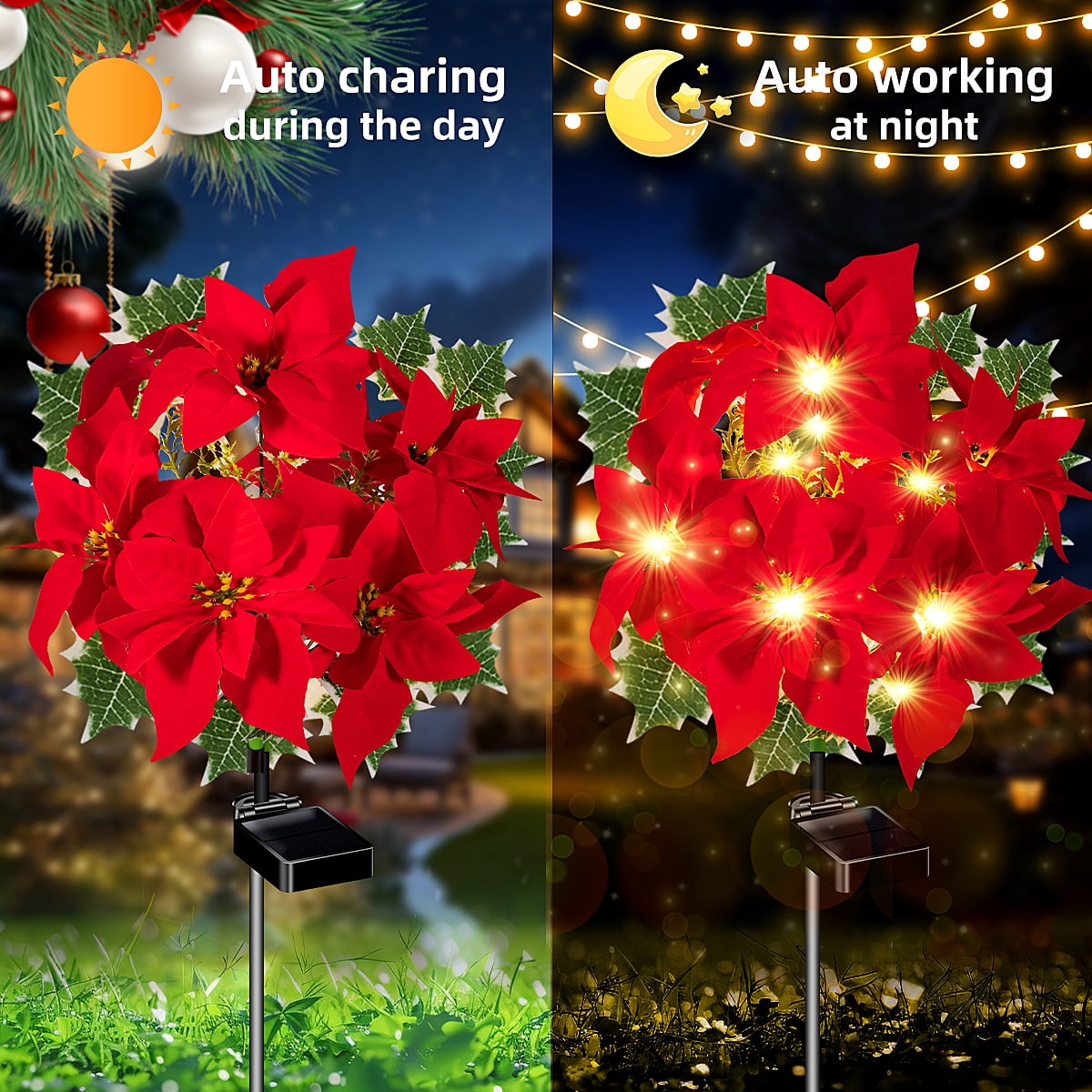 4pc Solar Christmas Tree Garden Stake Lights Waterproof Christmas Decorations Tree Lights Outdoor Xmas Tree Light Christmas décor Pathway Lights