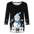 thumbnail image 5 of ZRGHAOYLQ Christmas 3/4 Sleeve Shirts for Women Christmas Snowman Print Shirts Christmas Basic Shirts Tops Loose Crewneck Pullover for Christmas Gifts, 5 of 5