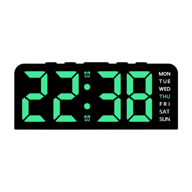 Reloj despertador digital de gran tamaño, práctico y multiusos, con pantalla LED de temperatura. Verde