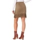thumbnail image 3 of Falda de ante sintético para mujer INSPIRE CHIC con flecos, cintura alta, estilo vintage, falda corta S color camel, 3 of 6
