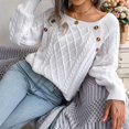 thumbnail image 3 of Women'S Casual Leopard Print Knitted Pullover Sweaters Long Sleeve Crew Neck Jumper Tops White S, 3 of 7