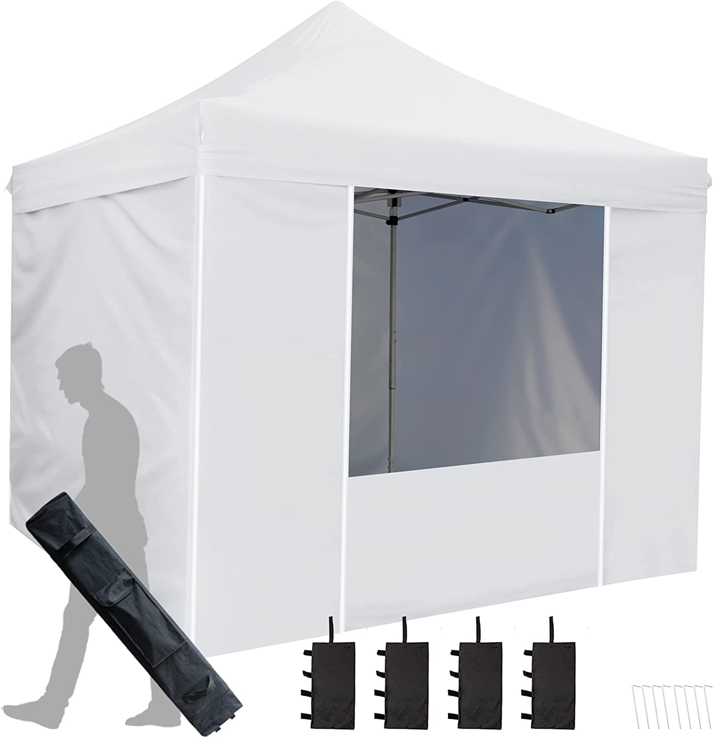AsterOutdoor 10' x 10' Pop Up Sidewall Canopy Tent - 5 pieces of sidewall  with Rolling Storage Bag, White