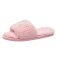 thumbnail image 2 of JUSLIO Womens Slippers Non Slip Indoor House Slippers Open Toe Slides Slip On Fuzzy Plush Flat Sole Slippers Pink, 2 of 7
