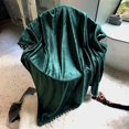 thumbnail image 4 of Flannel Fleece Blanket Tassel Blanket Green Throw Blanket for Couch or Knee - Super Soft Microfiber Fuzzy Flannel Nap Blanket for Adults or Pet (Lightweight,Non Shedding) 50x60 Inches, Green, 4 of 7