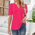 thumbnail image 2 of T Shirts For Women Womens Tops V Neck Tops Puff Short Sleeve T Shirt Pleated Floral Printed Tunic Blouse Shirts, 2 of 7